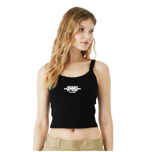 BELLA + CANVAS Women's Micro Rib Spaghetti Strap Tank - Solid Black Blend