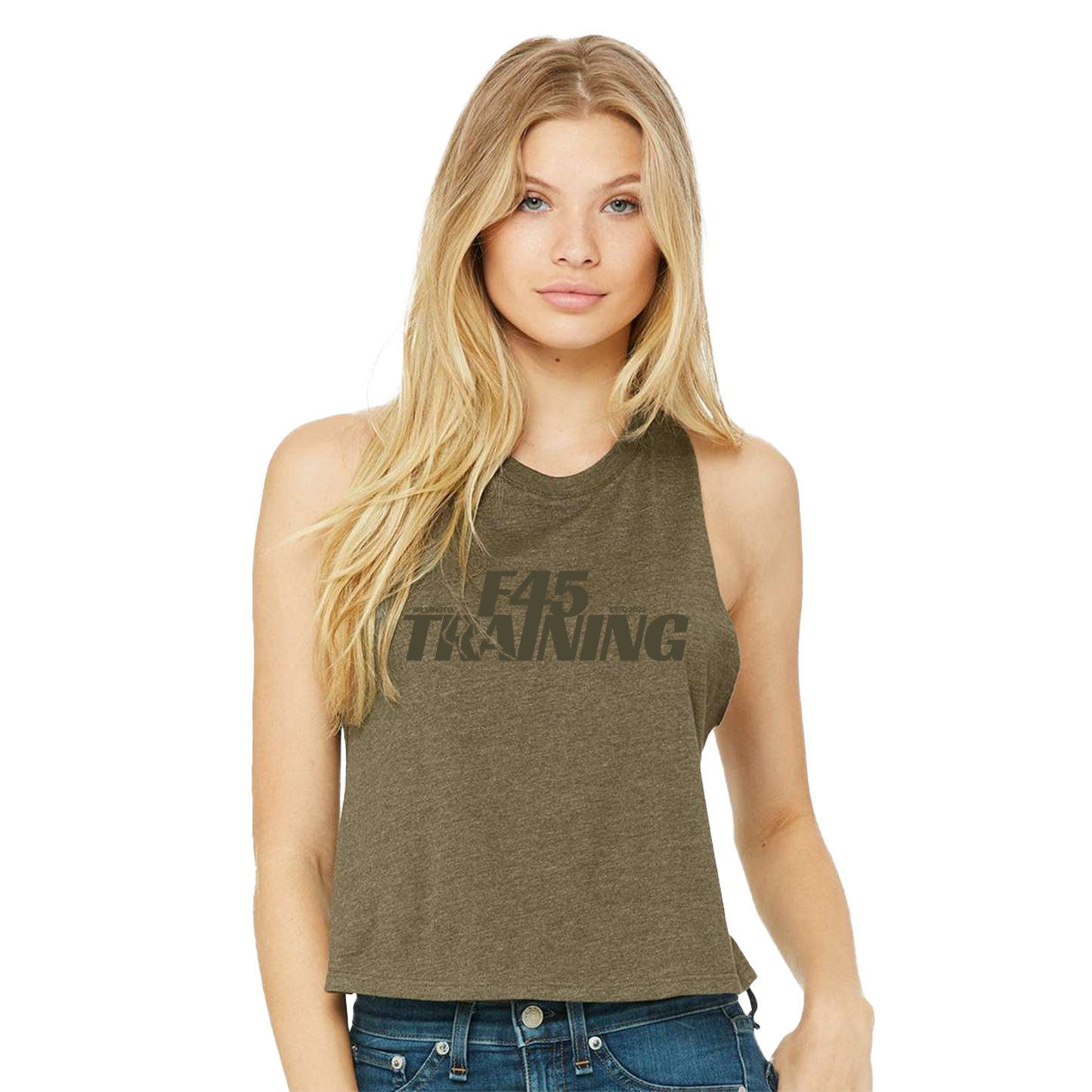 Women's Bella + Canvas- Racerback Cropped Tank - Heather Olive