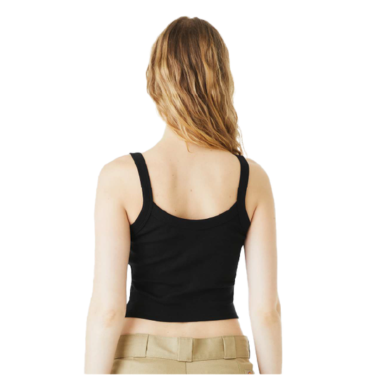 BELLA + CANVAS Women's Micro Rib Spaghetti Strap Tank - Solid Black Blend